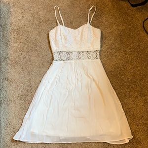 White Lace Cutout Dress